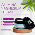 Calming magnesium cream jar with lid on a white background
